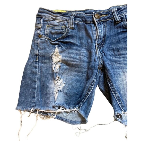 machine nouvelle mode distressed blue denim stretchy shorts M cotton beach boho - Picture 3 of 15